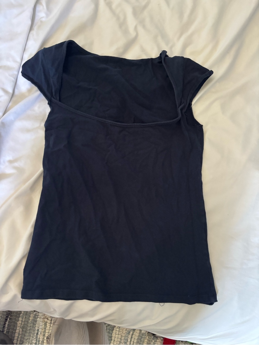 Women’s Navy Scoop Neck Cap Sleeve Top